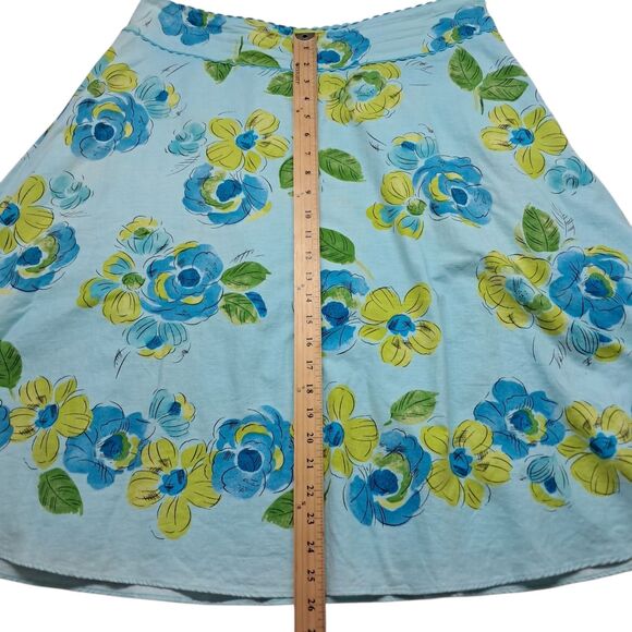 Vintage Liz Claiborne Skirt Women's 14 Blue‎ Linen Blend Floral A Line Spring - Picture 11 of 12